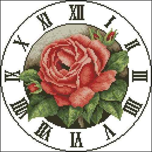 Схема вышивки крестом "Clock Red Rose"