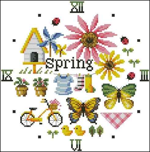 Схема вышивки крестом "Spring Clock"