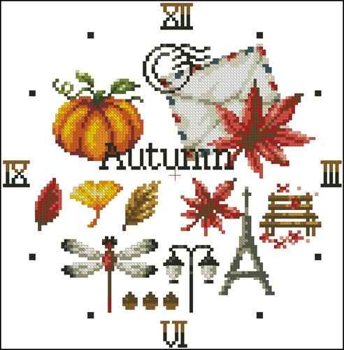 Схема вышивки крестом "Autumn Clock"