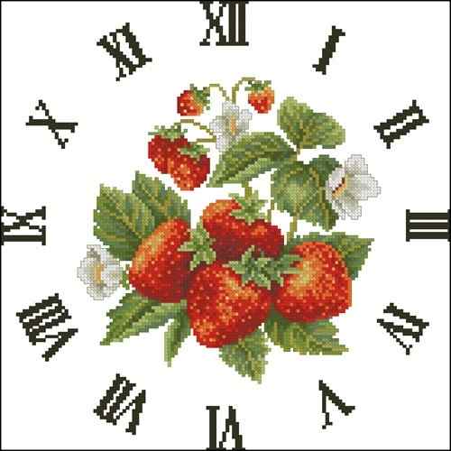 Схема вышивки крестом "Strawberry Clock"