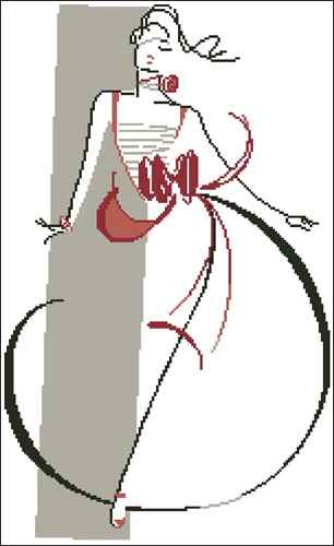 Схема вышивки крестом "Дамочка В Розовом Платье"
