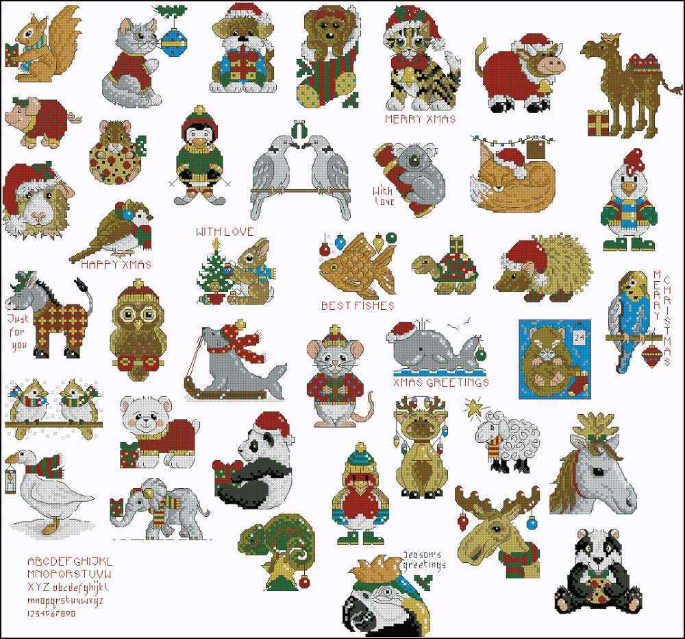 Схема вышивки крестом "Christmas Animals"