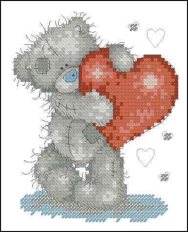 Схема вышивки "Anchor TT02 Tatty Teds Hearts"