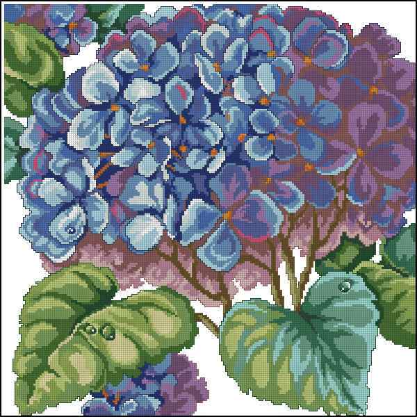 Схема вышивки "Barbara Baatz Hydrangea Pillow"