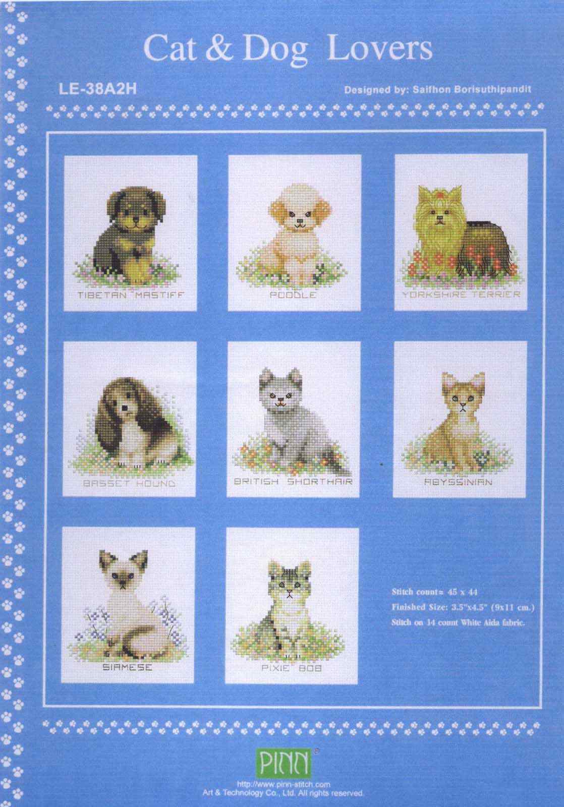 Схема вышивки "LE-38A2H Cat & Dog Lovers Chart Book"