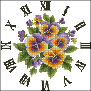 Схема вышивки "OTWO Special Pansies Clock"