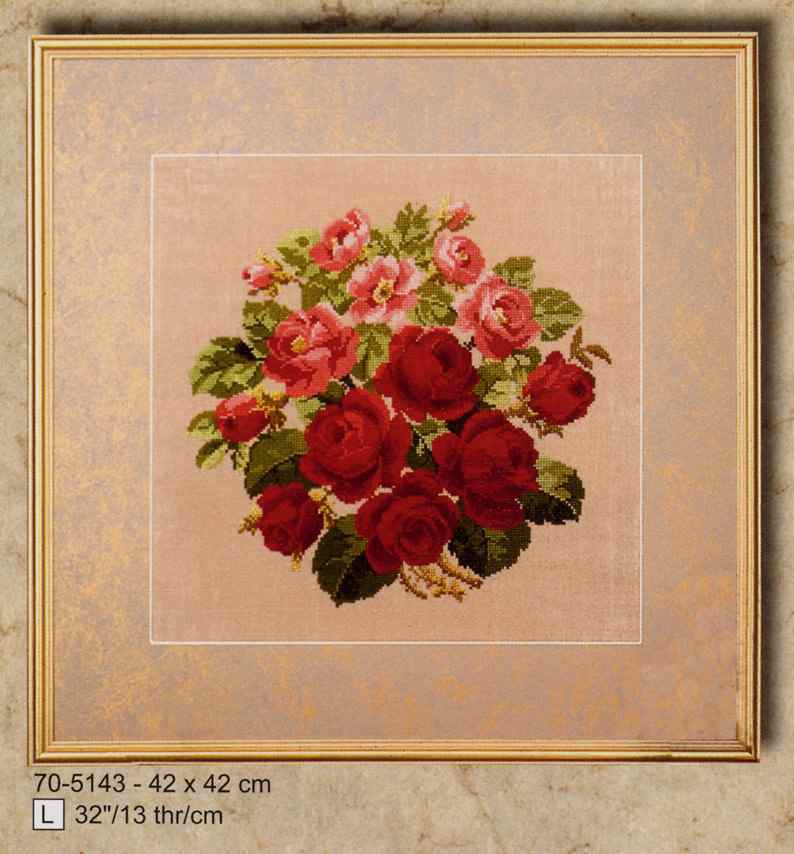 Схема вышивки крестом "Permin 70-5143 Roses Bouquet"