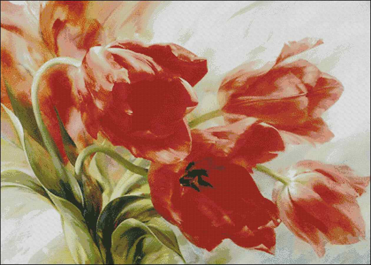 Схема вышивки "Red tulips"