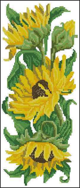 Схема вышивки "Sunflowers panel"