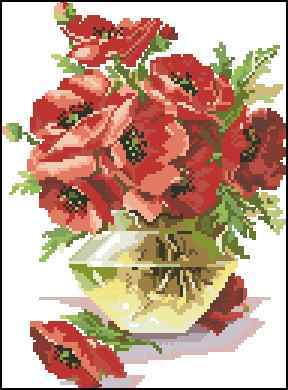 Схема вышивки "ZR BR-008 Poppies Vase"