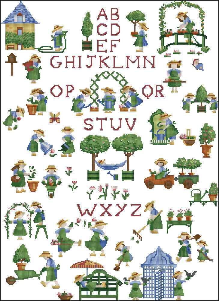 Схема вышивки крестом "Abc  Les Petits Jardiniers"