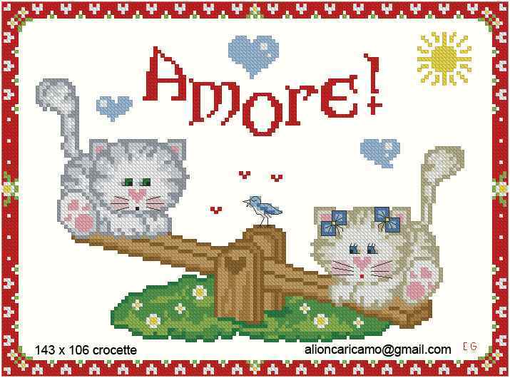 Схема вышивки крестом "Amore! (2 Gattini)"