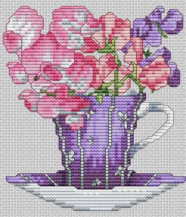 Схема вышивки крестом "April-Sweetpeas"