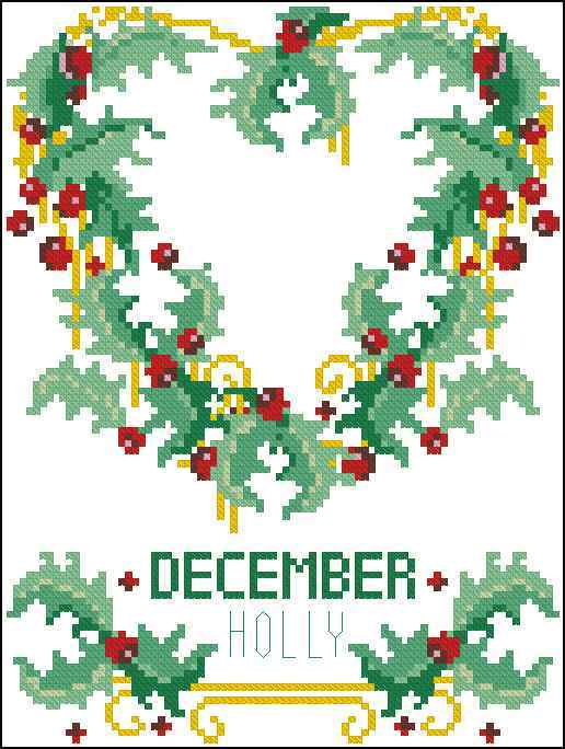 Схема вышивки крестом "A Year Of Flowers December Holly"