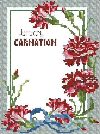Схема вышивки крестом "January Carnation"