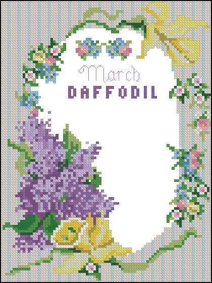 Схема вышивки крестом "March Daffodil"