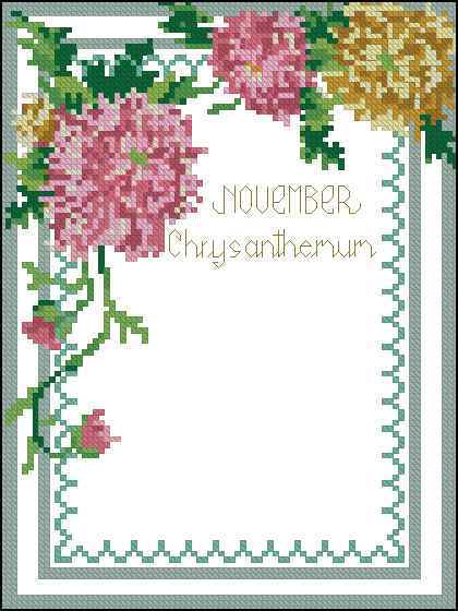 Схема вышивки крестом "A Year Of Flowers November Chrisanthemum"