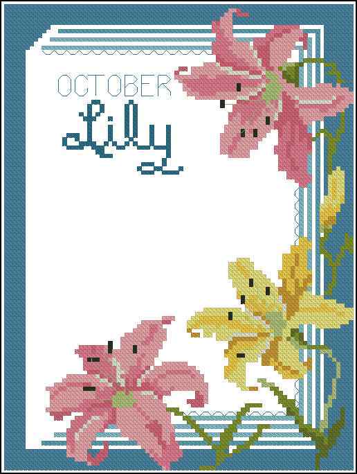 Схема вышивки крестом "A Year Of Flowers October Lily"