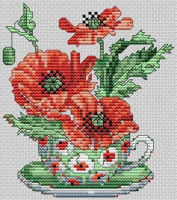 Схема вышивки крестом "August-Poppy"