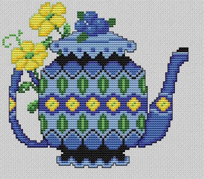 Схема вышивки крестом "Blue Teapot"