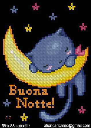 Схема вышивки крестом "Buonanotte Gattino!"