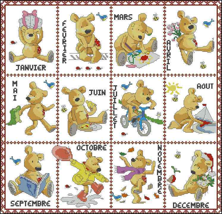 Схема вышивки крестом "Calendrier Newton"