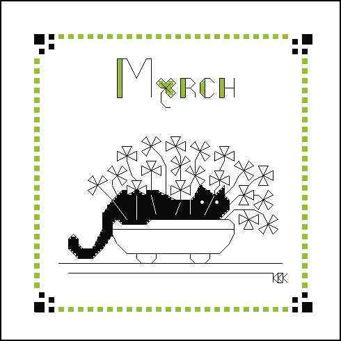 Схема вышивки крестом "Black Cat  March"