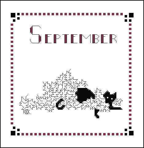 Схема вышивки крестом "Black Cat  September"