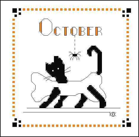 Схема вышивки крестом "Black Cat  October"