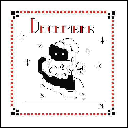 Схема вышивки крестом "Black Cat December"