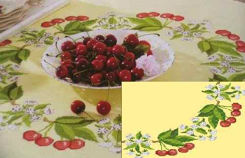 Схема вышивки крестом "Cherries Table Topper"