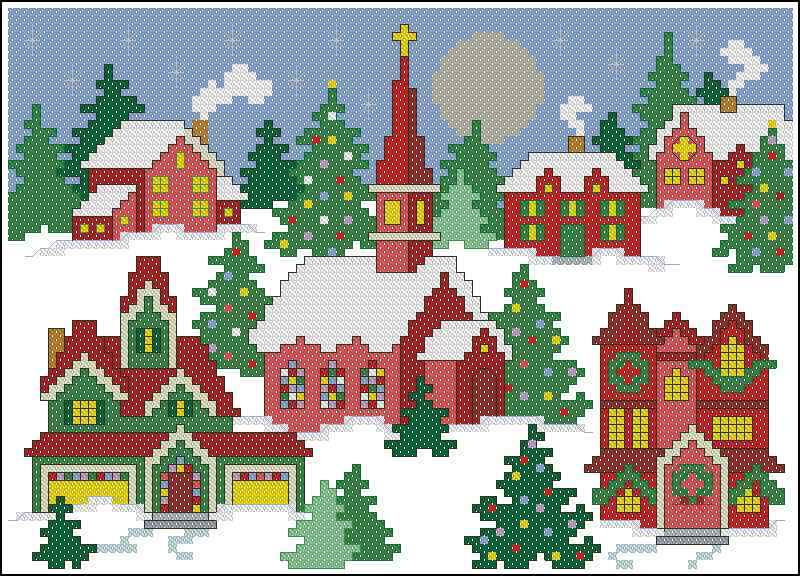 Схема вышивки крестом "Christmas  Village"