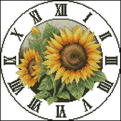 Схема вышивки "clock sun flowers"