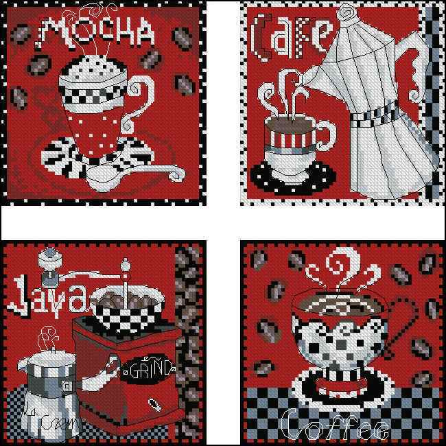 Схема вышивки крестом "Koffee Sampler"