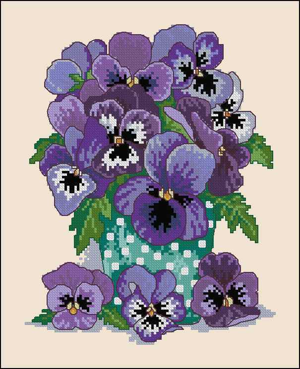 Схема вышивки крестом "Winter Pansies"