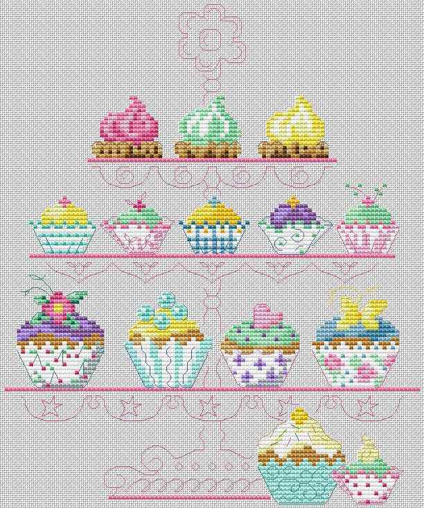 Схема вышивки крестом "Cupcakes Mania"