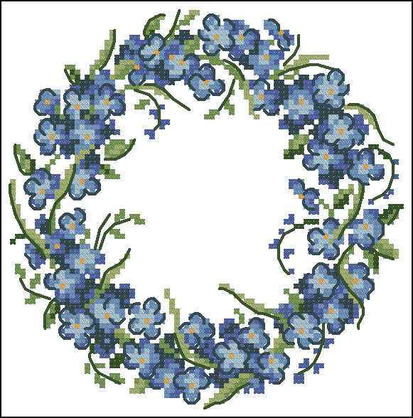 Схема вышивки крестом "Un Lit De Fleurs. Les Myosotis"
