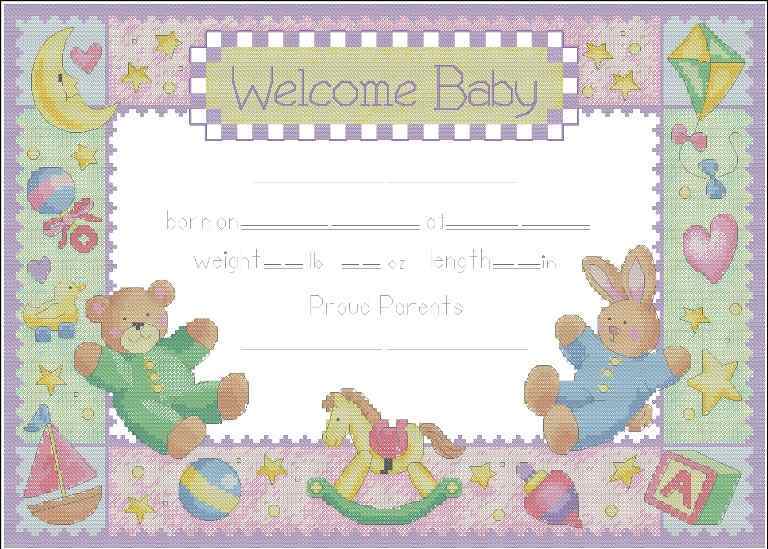 Схема вышивки крестом "Pastel Welcome Baby Announcement"