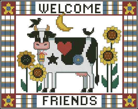 Схема вышивки крестом "Welcome Cow"