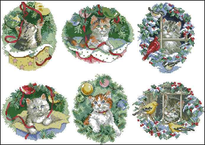 Схема вышивки крестом "Kitty Keepsake Ornaments"