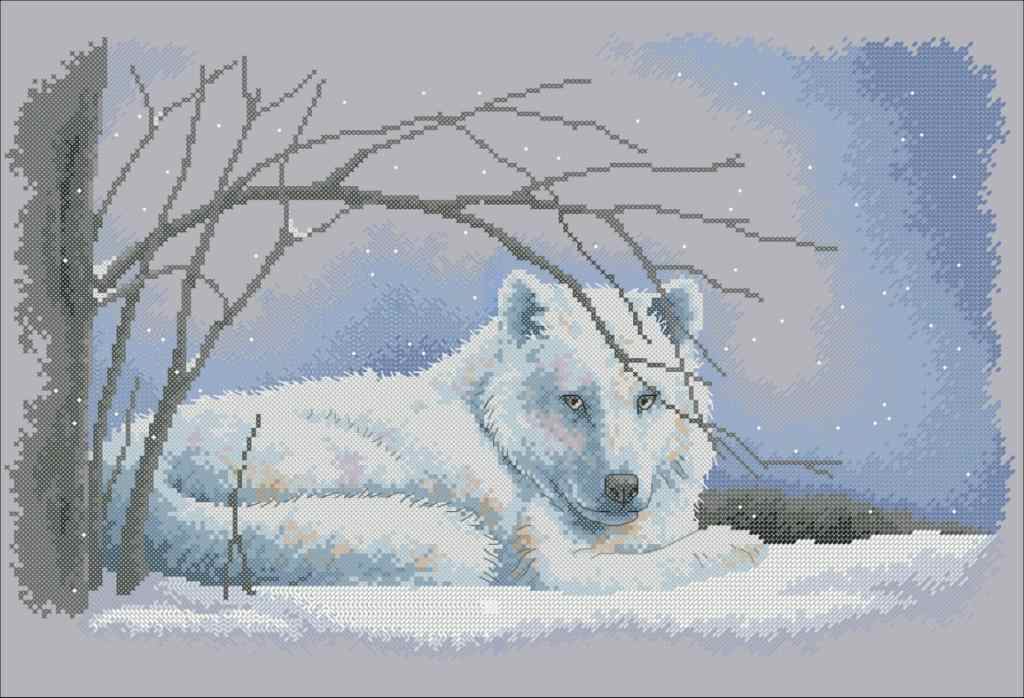 Схема вышивки крестом "Wolf In Snow"