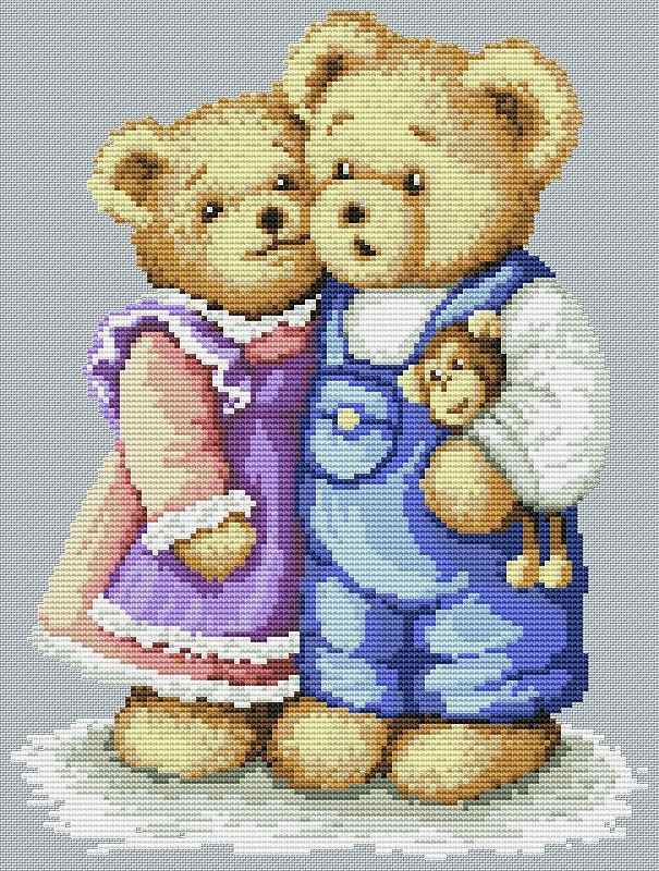 Схема вышивки крестом "Bear Couple"