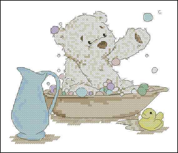 Схема вышивки крестом "First Lickle Bath"