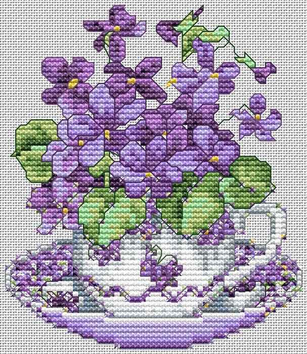 Схема вышивки крестом "February-Violets"