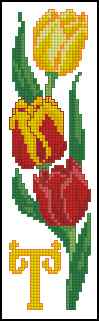 Схема вышивки крестом "Bookmark T"