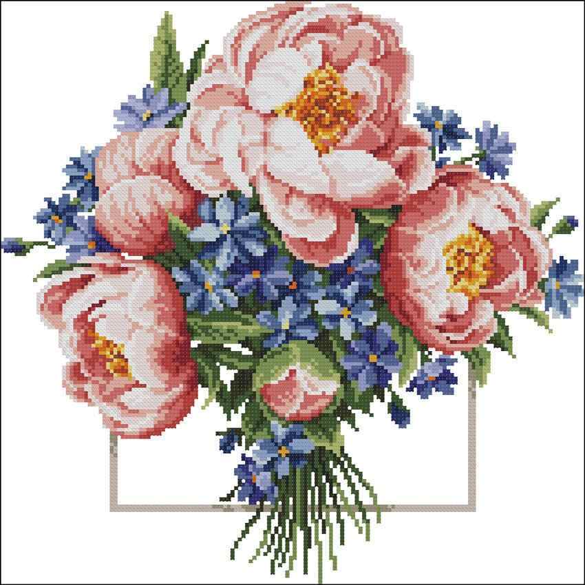 Схема вышивки крестом "Peonies Bouquet"