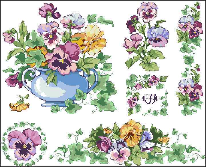 Схема вышивки крестом "Pansy Collection"