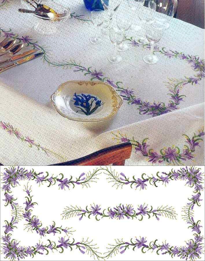 Схема вышивки крестом "Lilas Table Cloth"