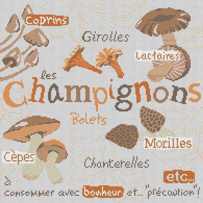 Схема вышивки крестом "Les Champignons"