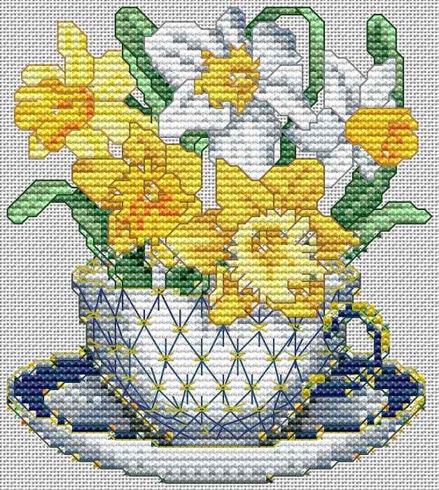 Схема вышивки крестом "March-Daffodils"